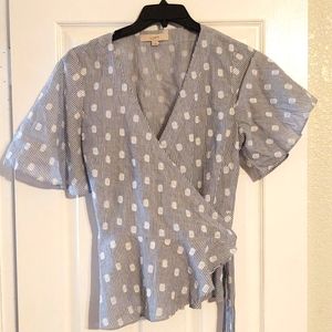 NWOT poplin wrap blouse